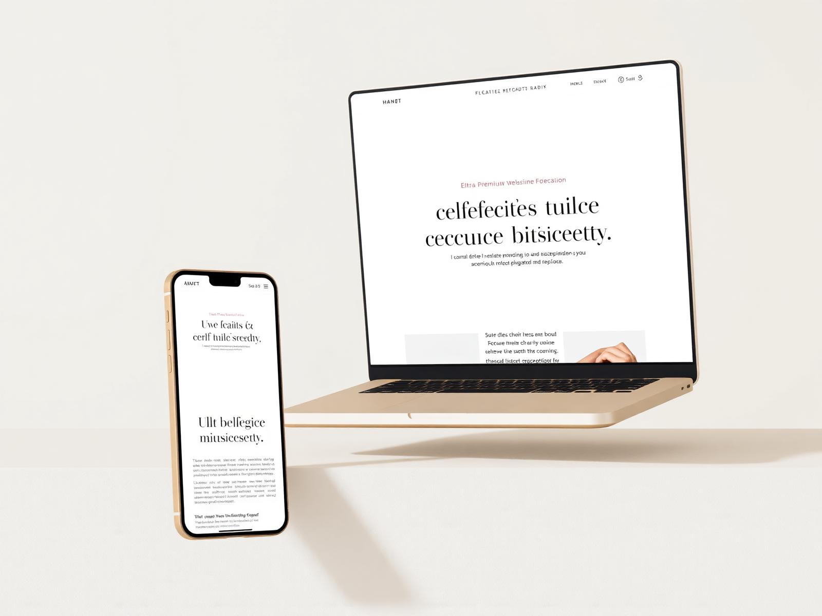 Premium website mockup on laptop and phone